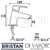 Bristan Orta Small Basin Mixer without Waste Dimensions